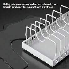 Stozle 1/2pcs Pull-Out Pot Cover Storage Rack, Heavy-Duty Load-Bearing Design, No Drilling Installation, Kitchen Countertop Organizer, Multifunctional Countertop Pot Cover Rack, Enhances Kitchen Style, Adapts To Various Pot Covers, Frying Pans, Baking Pans, Cutting Boards, Installed Kitchen Organizer, Metal Material Durable, Moisture-Proof, Adjustable Spacing, Space Saving Storage Solution, Easy Installation - Đen - 2 gói - Xem 4