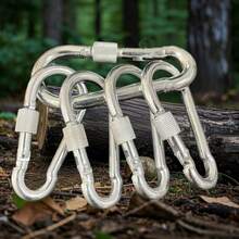 10个镀锌户外钥匙扣，带螺丝登山扣 - 非常适合户外露营、徒步旅行和钓鱼，钥匙扣夹 - 銀色 - 查看 7