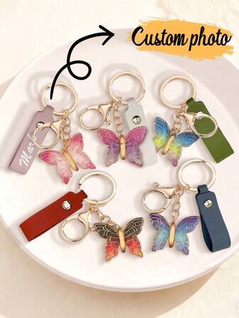 1 pieza Llavero personalizado con mariposa, llavero con foto, llavero de coche - Regalo perfecto de Navidad y Año Nuevo para ella.