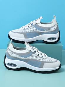 2026 Lightweight Breathable Mesh Running Shoes For Women, Shock-Absorbing Air Cushion Sole, Casual Versatile Fitness Sneakers, Fashionable Color Blocking Sports Shoes - Baby Blue - View 11