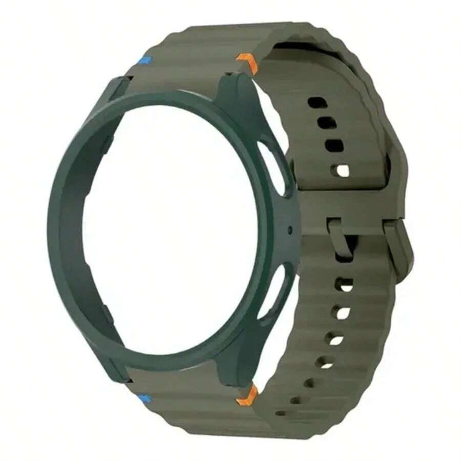 Correa Sport Para Galaxy Watch 7/6/5 + Case + Vidrio Templado - VerdeMilitar/Verde - Ver 1