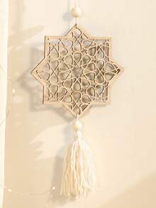 1PC/3PCS Star And Moon Hollow Wooden Hanging Ornament, Simple Home Bedroom Wall Decoration, Suitable For Islamic - Multicolor - View 7