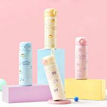 Miniso Cute Sanrio Tumbler With Magic Lid, 500ml Kawaii Cup, Leak-Proof & Heat Retention-Blue