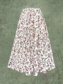 女士高腰长款碎花裙，适合度假、海滩、假日穿着，夏季优雅 - 彩色 - 查看 5