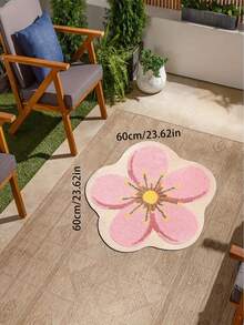 1 件花卉图案不对称形状地毯，Ins 风格装饰地毯，仿羊毛柔软毛绒材料，适用于装饰、淋浴、沙发、加厚地毯、家居装饰、客厅、衣柜、卧室、入口、厨房、浴室、书房、秋冬、加厚/毛绒