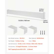 Baseboard Heater Covers, Basic Series 6 Ft Standard Electric Heating Unit Front Cover For Home Improvement, Heavy-Duty Steel, Easy Installation For Bedroom Replacing Old Cover, White - 6ft - View 7