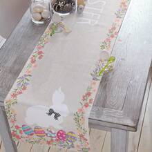 Camino de mesa de Pascua, floral azul y rosa, estilo rústico, primavera - Multicolor - Ver 7