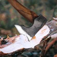 Wood Axe Small Outdoor Camp Hatchet For Splitting And Kindling HandForged With Sheath High Carbon Steel Garden Camping Tools Survival Chopping Forged Viking Axe With Beech Handle - 木頭 - 查看 5