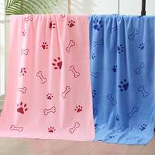 1pc/2pcs Soft & Absorbent Microfiber Pet Towel, Cute Paw Print, Bone, Bear, Rabbit Design, 50cm*100cm, Quick Drying, Cartoon Print Pet Bathing Towel, Ideal For Drying Cats, Dogs, Pet Grooming - Multicolor - View 4