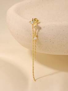 1 đôi bông tai mặt dây chuyền hình ngôi sao và mặt trăng bằng bạc sterling 925 đính đá Cubic Zirconia, trang sức tinh tế dành cho nữ, phù hợp để đeo hàng ngày, dự đám cưới, tiệc tùng, lễ đính hôn, kỷ niệm, ngày Valentine. - Vàng - Xem 7