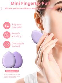 19pcs Makeup Brush Set, Including: 1 Multi-Functional Zipper Waterproof Makeup Bag + 3 Triangle Makeup Sponges + 3 Mini Air Cushion Makeup Sponges + 1 Hair Tie + 2 Bowl Hanging Ropes + 2 Cleansing Sponges + 2 Makeup Brush Cleaning Tools + 1 Face Ice Pack + 1 Silicone Soft Hair Brush + 3 Air Cushion Makeup Sponges - Purple - View 5