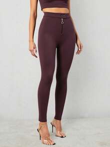 Damen Lässig Skinny Strickstoff Lange Hose mit mittlerer Dehnung, bequem für den Alltag