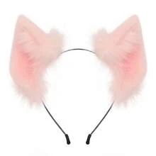 Handmade Realistic Animal Ear Headband Cosplay Pink Pig Ear Headband Plush Comic Con Animal Ear Accessories - 粉色 - 查看 11
