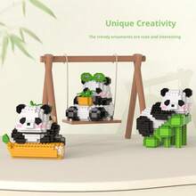 1 Set Cartoon Innovative Micro Panda Building Blocks Toy Set, Suitable For Teens And Adults, Educational DIY Gift, Collectible Figurine, Holiday Gift - Multicolor - View 4