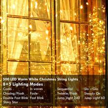 240LED 88Ft Connectable String Lights Indoor Outdoor Wire Warm White Lights Twinkle Fairy In With Timer Bedroom Classroom Wedding Tree Patio Decor - Warm White + 500LED - View 3