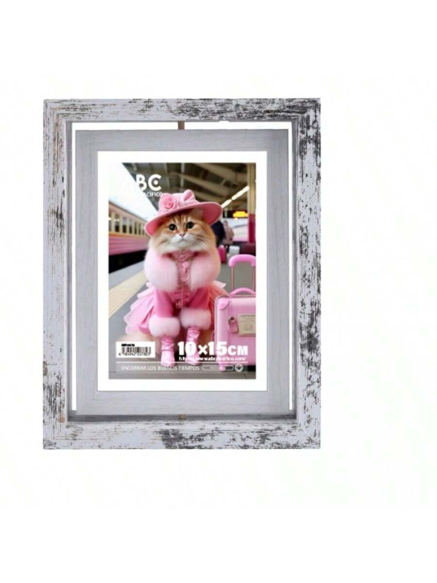 Marco giratorio individual, blanco retro, 10*15 cm (4*6 cm)