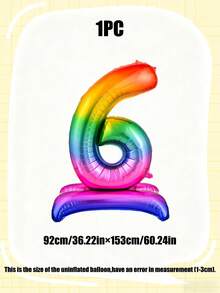 1pc 60-Inch Giant Standing Foil Number Balloon, Gold/Silver/Rainbow Color 0-9 Base Digit Balloons Suitable For Birthday Party, Anniversary, Event, Storefront Display, Family Gathering Decoration - Multicolor - View 31