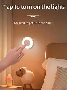 1个触控式夜灯，三色可调，LED灯，适用于房间、暖光、LED夜灯、家居墙面装饰、无线橱柜灯，可调光，适用于走廊、卧室、圣诞灯饰、浴室、客厅、衣柜、厨房（暖光）、感恩节氛围装饰 - 暖光 - 查看 4