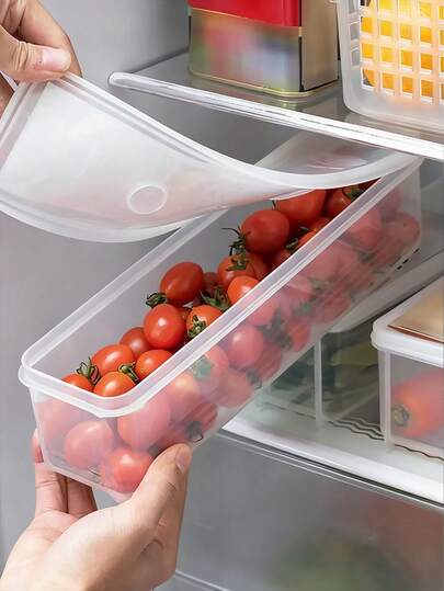 4 piezas Caja de almacenamiento de alimentos, conservador de frescura para la cocina, refrigerador, caja para fideos, tanque de almacenamiento de granos, tanque sellado transparente