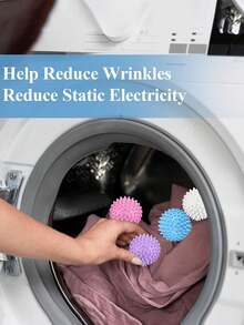 Gói 5 quả bóng sấy quần áo có thể tái sử dụng, loại bỏ vết bẩn, chống xù lông, chuyên dụng cho một số loại vải, không cần điện, loại bỏ xơ vải, làm mềm vải, giảm nhăn và tĩnh điện, ngăn ngừa rối quần áo trong gia đình và tiệm giặt là tự phục vụ, có nhiều màu sắc - Nhiều màu - Xem 5