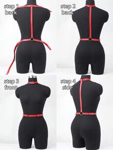 PU Leather Bra Harness Casual PU Leather Body Harness Belt Halloween Accessories Belt Adjustable Valentine's Day Gift - Black - View 11