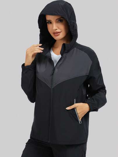 Women's Waterproof Lightweight Raincoat With Hood, Windproof Jacket For Outdoor Wear