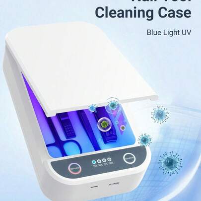 Esterilizador de herramientas para uñas UV, con luz azul, puerto USB multifunción, adecuado para esterilización de herramientas para uñas y aromaterapia, aplicable para salón de uñas profesional, herramientas para uñas, herramientas de maquillaje, pinzas, joyas, teléfonos, relojes, llaves y talla grande