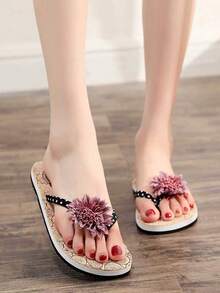 Sandalias tipo chanclas minimalistas y de moda para mujer, chanclas planas tipo slip-on para la playa en verano - Multicolor - Ver 2