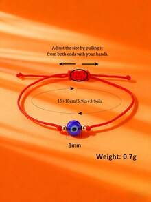 Bộ 2/6/12 chiếc Vòng tay mắt quỷ, Vòng tay thủ công hạt mắt tráng men dây đỏ, Trang sức thời trang Vòng tay cặp đôi, Thích hợp đeo hàng ngày hoặc làm quà tặng - Đỏ - Xem 4