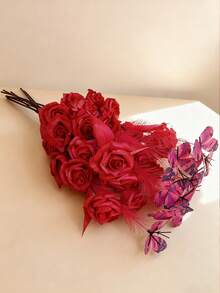 1/3 Stücke magentafarbene Schmetterlings-Rose Künstliche Blumen, geeignet für Heimdekoration, Raumdekoration, Hochzeitsdekoration, Valentinstag, Vasen-Füller Hochzeitstisch-Mittelstücke, Schlafzimmerdekoration, Geschenke für Frauen, Geburtstagsdekorationen