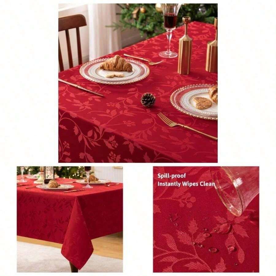 Kitchen Tablecloth - Red + 213.4 X 152.4 cm (Rectangular) - View 1