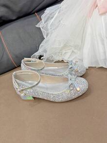 1 Pair Round Toe High Heel Shoes, Suitable For Parties, School, Everyday Wear, All Occasions - Silver - View 4