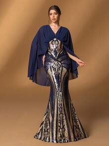 Faeriesty Vestido elegante de la madre de la novia: escote en V profundo, mangas largas elegantes y silueta de sirena favorecedora - perfecto para bodas formales, galas sofisticadas, recepciones de noche elegantes, ceremonias de premios lujosas, grandes eventos benéficos