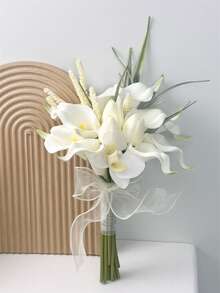 باقات زفاف للعروس والوصيفات، زهور الكلا الصناعية البيضاء، باقات زفاف للحمل في حفل الزفاف والكنيسة والديكور المنزلي، أدوات زفاف للصور، ديكورات لحفلات العروس وعيد الحب - أبيض - مشاهدة 11