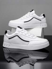 Tenis de hombre de skate en oferta, tenis para hombre de cuero baratos y de calidad, tenis hombre de skate con agarre firme, zapatos para hombre tenis hombre ideales para skaters y diario - Blanco - Ver 2
