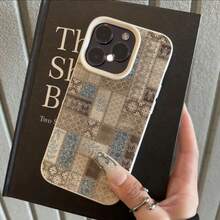 Splicing 1pc TPU Soft Vintage Patchwork Pattern Phone Case Compatible With IPhone 17 Pro Max/17/16 Pro Max/15/13/12/11, S20 FE/A15/S24/A55, Compatible With Redmi Note 11/12/13 Pro, Full-Body Shockproof Protective Cover,International Version, Not The Domestic Version - White - View 2
