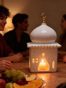 1pc Creative New Middle Eastern Style Crescent Moon Castle Incense Burner Decor, Elegant Tabletop Center Piece, Suitable For Indoor/Outdoor Decor, Office, Mosque - Muslim Holiday Gift (No Electricity Required)