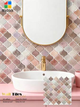 Azulejos de pared con patrón de farol con textura 3D, impermeables, adhesivos autoadhesivos extraíbles para salpicadero de cocina, baño, decoración navideña, renovación del hogar, papel tapiz extraíble, decoración de primavera, regalo de inauguración de la casa, pegatinas decorativas Rama, regalo de cumpleaños/graduación