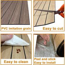 Yutianli PVC Slat Wall Panel Peel And Stick 236"X 15.7" Faux Wood Slat Panel Artificial Oak Wood Grain Self-Adhesive Soundproof 3D Wall Panel For Walls And Ceilings - 236"x15.7"+煙燻色 - 查看 6