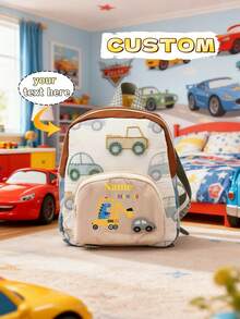A Mini Casual And Versatile Back-To-School Backpack With A Cute Cartoon Car Print And A Custom Package With A Personalized Name Or Holiday Message. It Can Be Customized With Unique Names, Letters, Lucky Numbers, Etc. Perfect For Traveling, Dancing, Working Out, Gifts For Friends, Daughter's Birthday Gifts, Souvenir Bags, Christmas New Year Back To School Season. - Multicolor - View 5