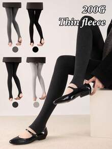 1条200克柔软磨毛薄款罗纹紧身裤，高腰显瘦保暖打底裤，女士秋冬款 - 200G-薄絨 - 查看 11