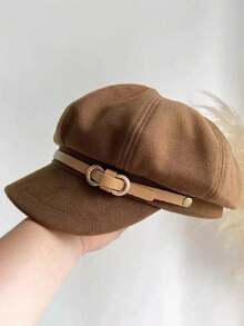 1 件女士无缝 PU 皮革贝雷帽，纯色云彩画家帽，报童帽，时尚百搭秋冬帽，适合户外、散步、滑雪、骑行、旅行、派对、日常使用 - 新G - 查看 16