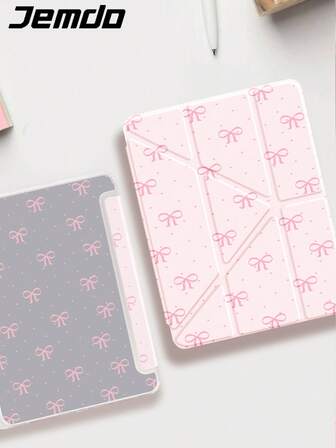1 pieza Funda protectora para tableta con diseño de lazo rosa y corazón, diseño plegable mejorado tipo Y, soporte de múltiples ángulos, impresión doble cara, compatible con iPad 10.2", iPad (A16) 11" 11a gen 2025/10a gen, iPad Mini7/6, Galaxy Tab A8 10.5" 2022, anti-caída, ranura para lápiz, función de suspensión/activación, mejor regalo para familiares y amigos