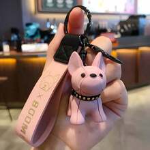 1pc Creative Cartoon Puppy Keychain, Cute Resin Bulldog Figurine Fashion Keyring, Suitable For Car, Backpack, Earphones, Daily Use, School, Car Accessories, Gothic Y2K Style
