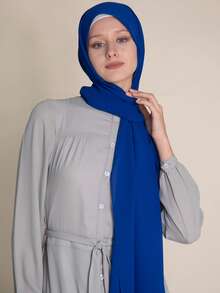 1 pieza Hiyab de mujer de unicolor con decoración de perlas, chal de gasa suave, adecuado para uso diario casual en invierno y otoño, accesorio para abayas y ropa con velo