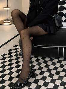 1 Pair Of Women's High-Density Soft Elastic Silky Smooth Shiny 360 Degree Seamless Jumpsuit Stockings - Black - View 4