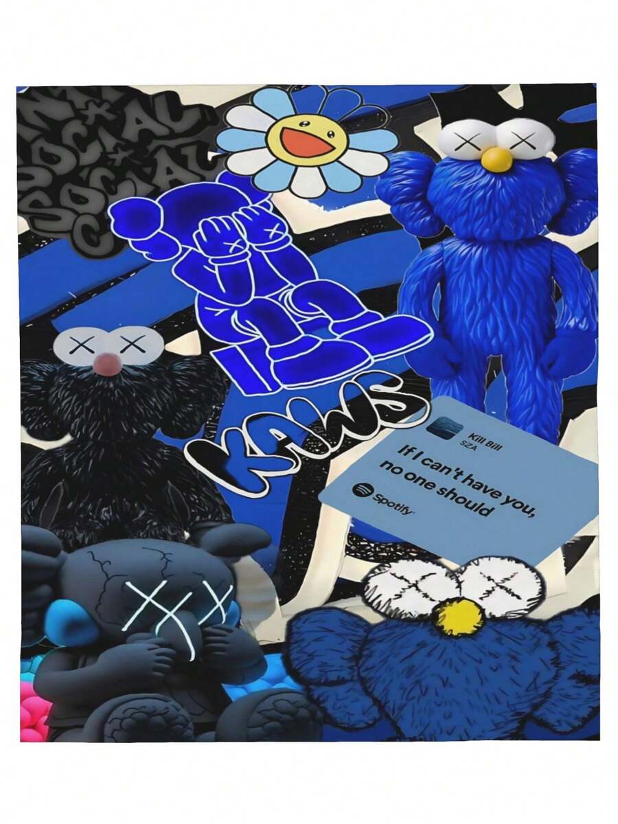 Kawss Merch Kawaii Kaw Blanket For Men Women Warm Cozy Fluffy Throw Blankets For Bed - màu đen - Xem 1