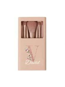 5 pièces/set Ensemble de pinceaux de maquillage portable personnalisable avec miroir, lettres de A à Z, imprimé avec un motif floral simple, ensemble de pinceaux de maquillage en boîte, pinceau de maquillage multifonction avec boîte à miroir, mini stylo de maquillage multifonction, pinceau de fond de teint - multicolore - Voir 17