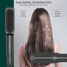 二合一男士胡须及头发直发器，PTC陶瓷加热专业直发梳，快速加热，防烫刷毛，加热胡须梳 - 美規A型插(110-127V) - 查看 7