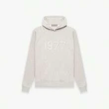 Essentials  Black Vintage Flocked Hooded Fall Winter Sweater Sweatshirt, 1977 Limited Edition Printed Men And Women Unisex Tops , High-End Cotton Relaxed Fit, Cracked Flocking, Street Style And Fall Travel Photography Essentials, You - 清淡燕麥片 - 查看 1